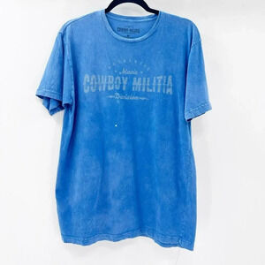 Cowboy Militia Men's Blue Casual Graphic T Shirt Size M